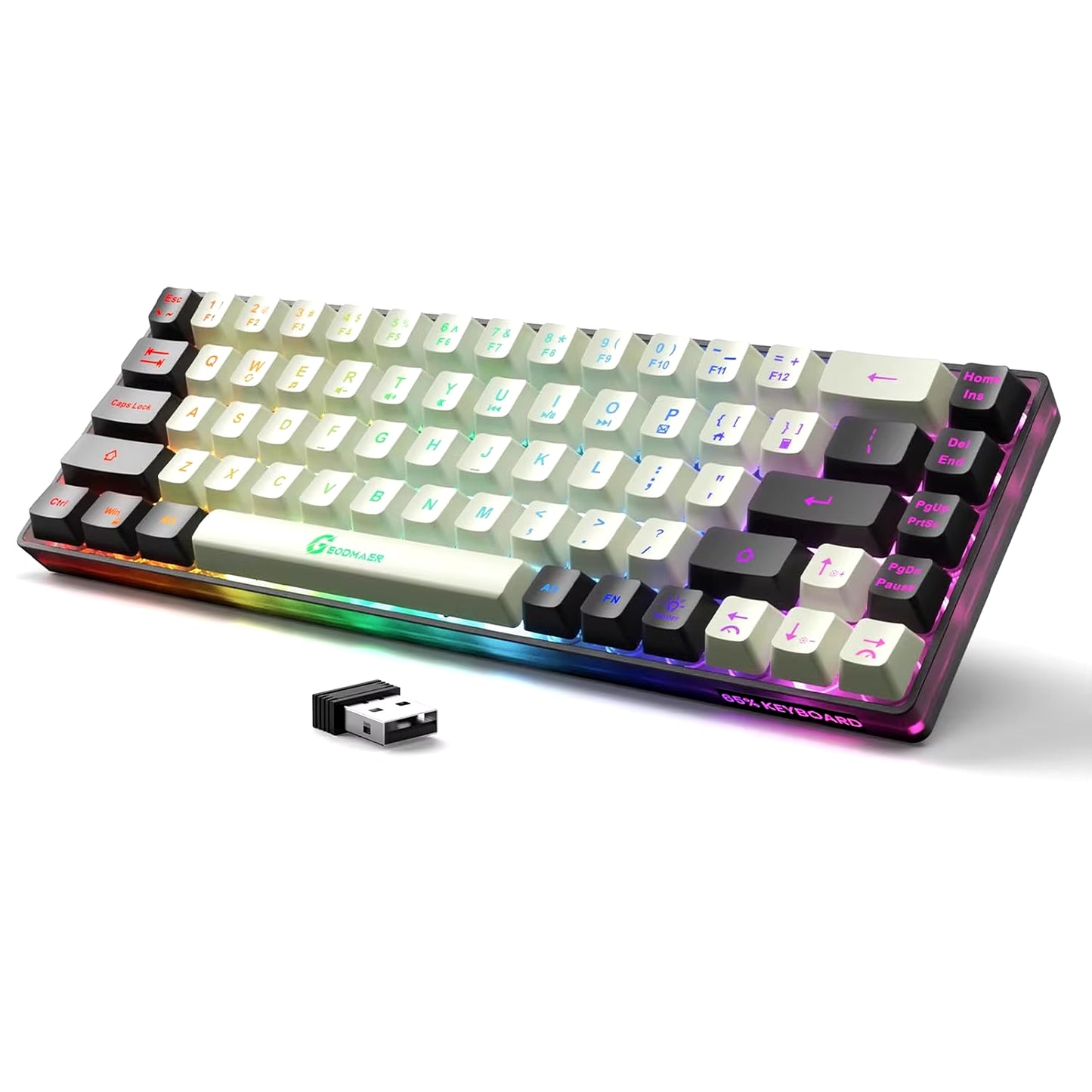 2.4G Wireless Gaming Keyboard 68 Keys Gaming Keyboard Rechargeable Backlit Anti-Ghosting No-Conflict Keyboard for PC