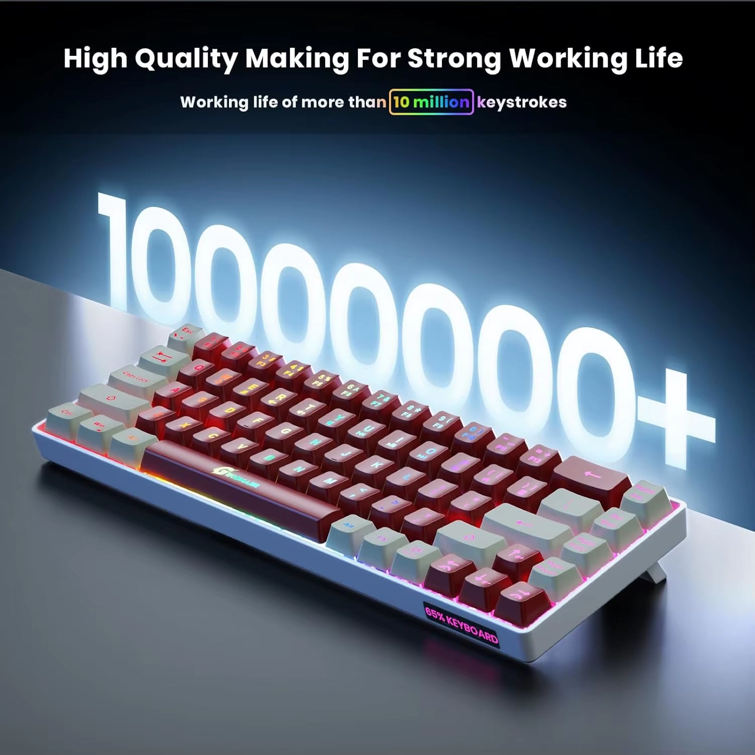 2.4G Wireless Gaming Keyboard 68 Keys Gaming Keyboard Rechargeable Backlit Anti-Ghosting No-Conflict Keyboard for PC