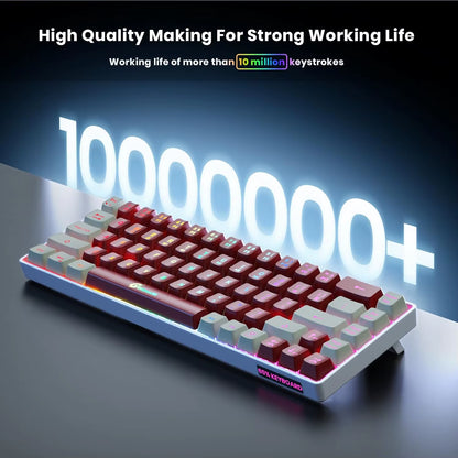 2.4G Wireless Gaming Keyboard 68 Keys Gaming Keyboard Rechargeable Backlit Anti-Ghosting No-Conflict Keyboard for PC