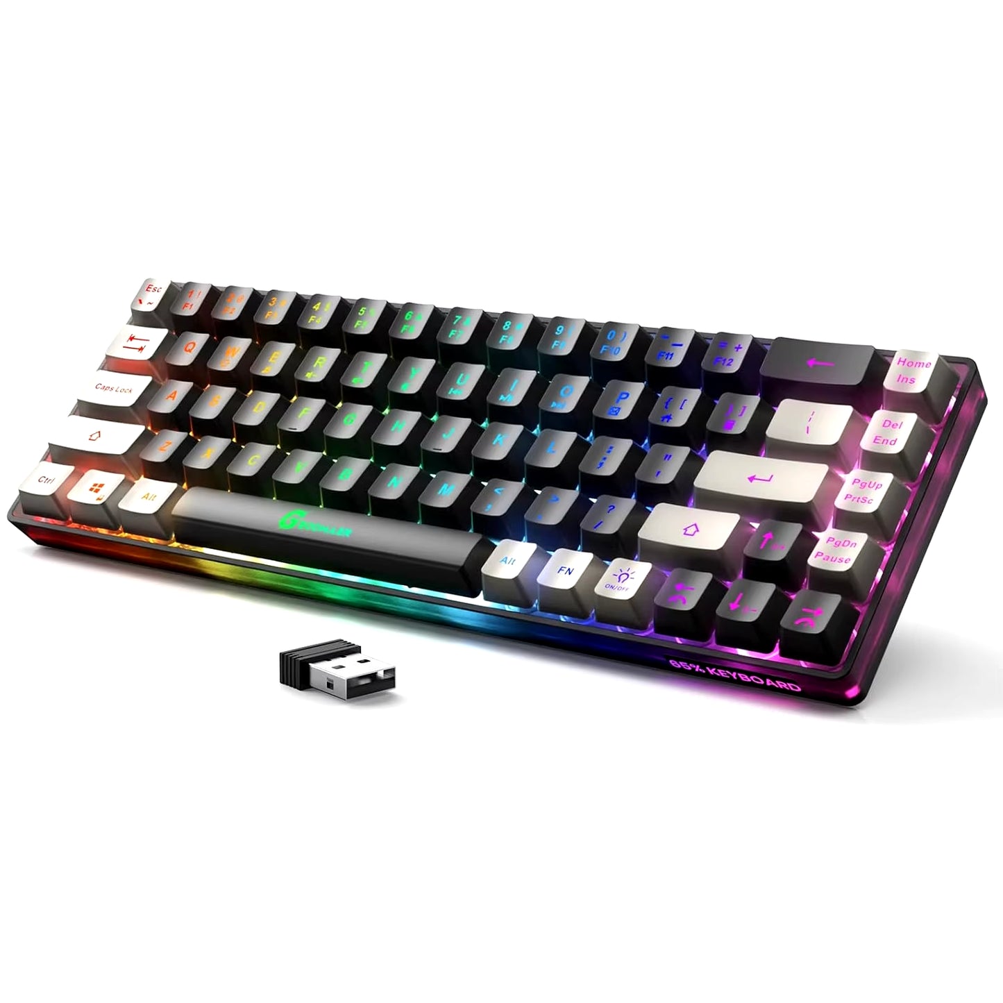 2.4G Wireless Gaming Keyboard 68 Keys Gaming Keyboard Rechargeable Backlit Anti-Ghosting No-Conflict Keyboard for PC