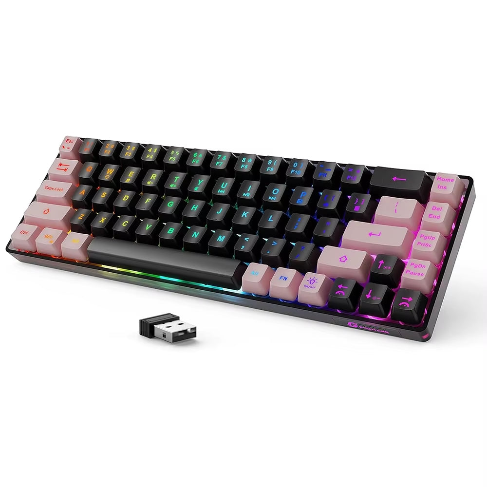2.4G Wireless Gaming Keyboard 68 Keys Gaming Keyboard Rechargeable Backlit Anti-Ghosting No-Conflict Keyboard for PC